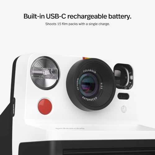 Polaroid Now 第2世代 I-Type インスタントカメラ フィルムバンドル - ブラックカメラ 16色写真 (6248) - ブラック
