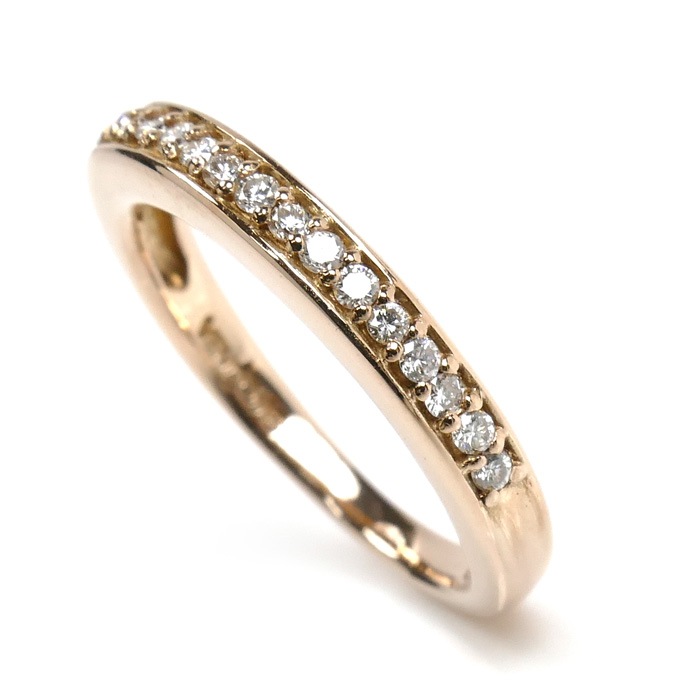 Vendome Aoyama ヴァンドーム青山 K18PG ピンクゴールド ハーフエタニティ リング・指輪 ダイヤモンド0.19ct 9号 3.2g レディース 中古 Vendome Aoyama ヴァンドーム青山 K18PG ピンクゴールド ハーフエタニティ リング・指輪 ダイヤモンド0.19ct 9号 3.2g レディース 中古