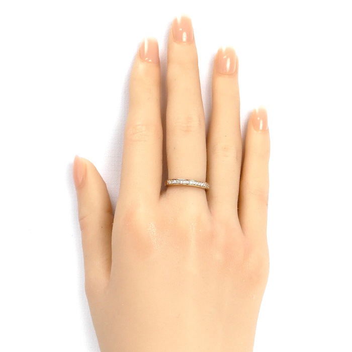 Vendome Aoyama ヴァンドーム青山 K18PG ピンクゴールド ハーフエタニティ リング・指輪 ダイヤモンド0.19ct 9号 3.2g レディース 中古 Vendome Aoyama ヴァンドーム青山 K18PG ピンクゴールド ハーフエタニティ リング・指輪 ダイヤモンド0.19ct 9号 3.2g レディース 中古