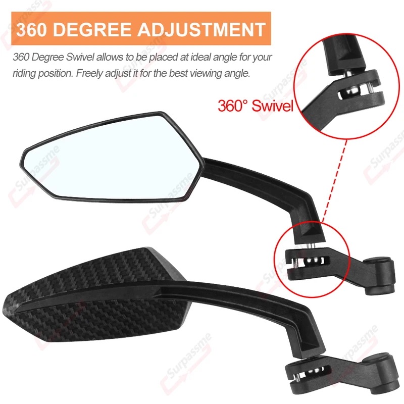 モーターサイクルバックミラー 360 調整可能なモーターサイクルバックミラー 8mm 10mm Carbon Fiber モーターサイクルバックミラー 360 調整可能なモーターサイクルバックミラー 8mm 10mm Carbon Fiber