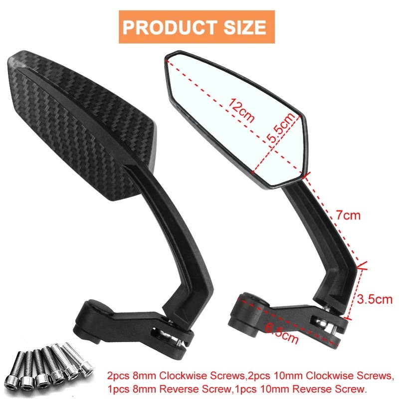 モーターサイクルバックミラー 360 調整可能なモーターサイクルバックミラー 8mm 10mm Carbon Fiber モーターサイクルバックミラー 360 調整可能なモーターサイクルバックミラー 8mm 10mm Carbon Fiber