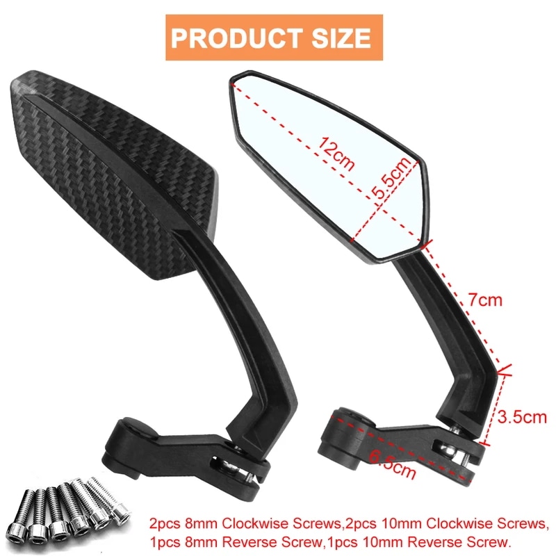 モーターサイクルバックミラー 360 調整可能なモーターサイクルバックミラー 8mm 10mm Carbon Fiber モーターサイクルバックミラー 360 調整可能なモーターサイクルバックミラー 8mm 10mm Carbon Fiber