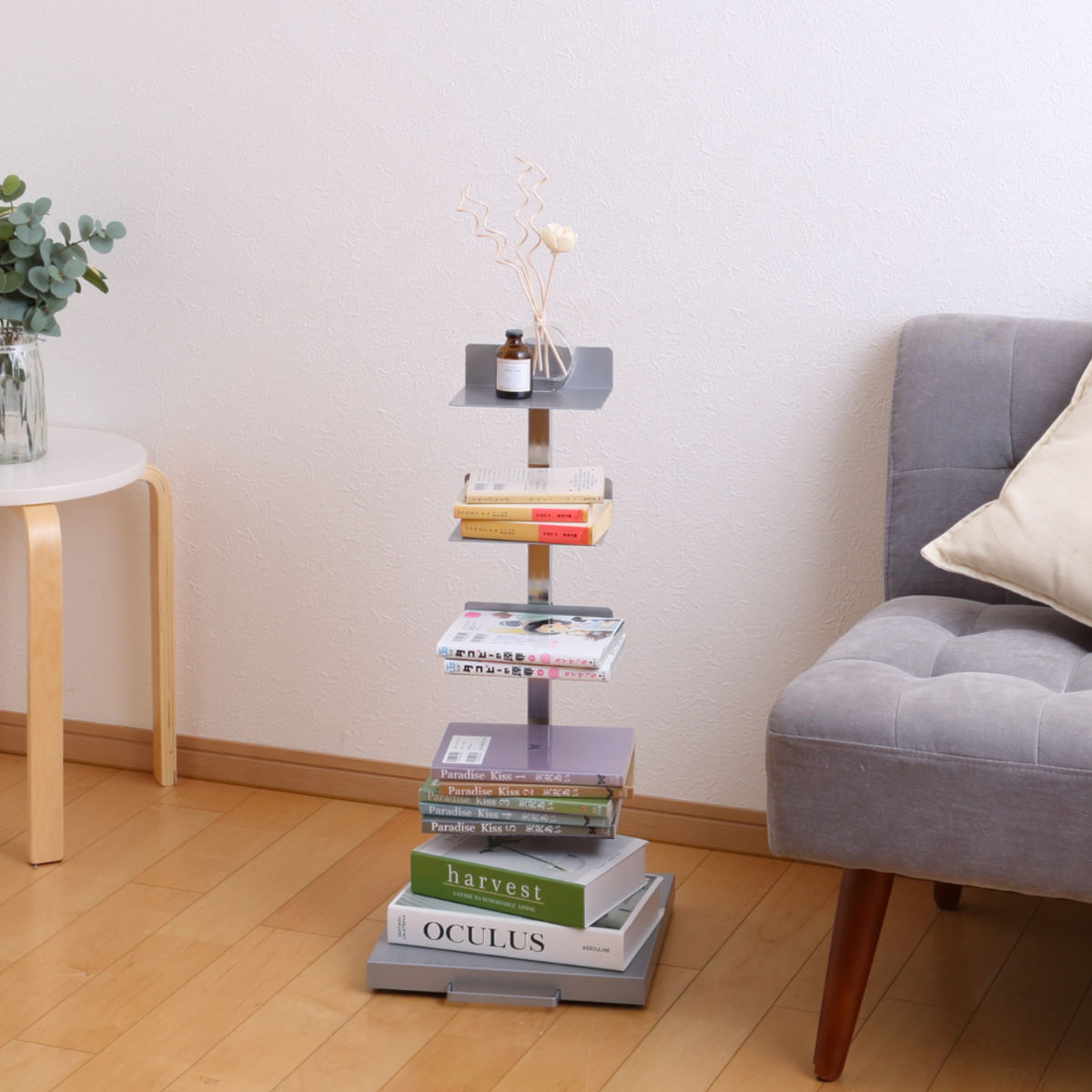 ブックタワー ロータイプ 5段 高さ67.5cm 日本製 Tsum Dockブックタワー 本棚 ラック シェルフ 積ん読タワー 収納 コミックラック 棚 ブックラック 五段 国産 キャスター付