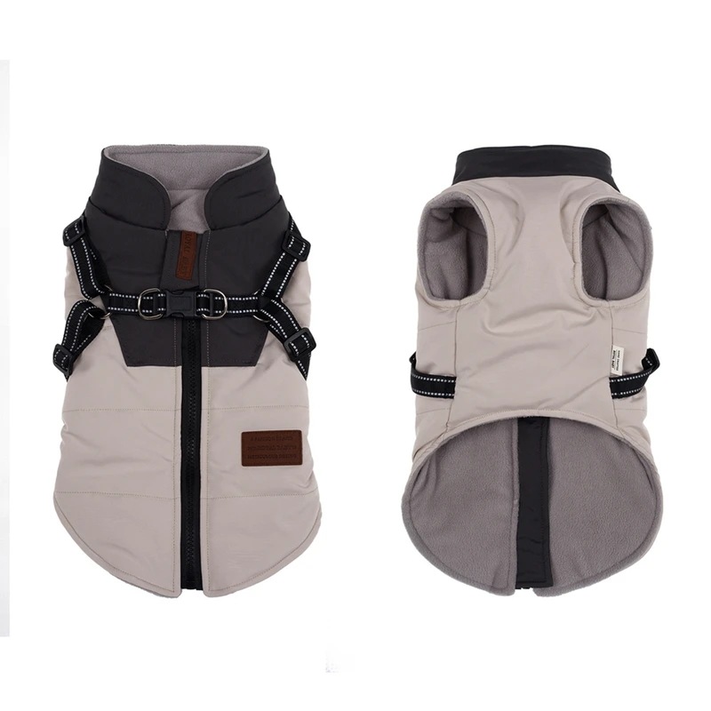 ペット用ハーネス付き防水ジャケット,防寒着,小型中型および大型防水コート,フレンチブルドッグ用