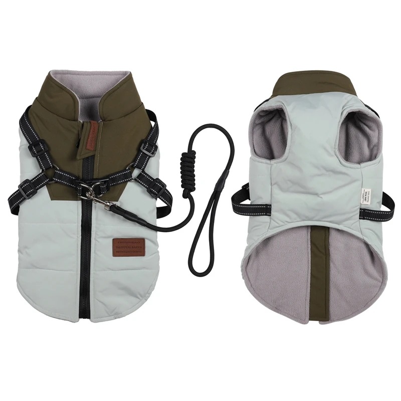 ペット用ハーネス付き防水ジャケット,防寒着,小型中型および大型防水コート,フレンチブルドッグ用