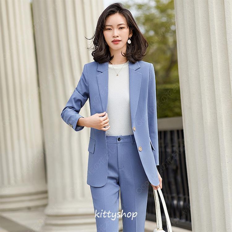 パンツスーツ レディース 黒 ピンク ブルー スーツ ブラック フォーマル 通勤 OL オフィススーツ カジュアルスーツ 20代 30代 40代 カラースーツ 春 秋 無地-58 パンツスーツ レディース 黒 ピンク ブルー スーツ ブラック フォーマル 通勤 OL オフィススーツ カジュアルスーツ 20代 30代 40代 カラースーツ 春 秋 無地-58