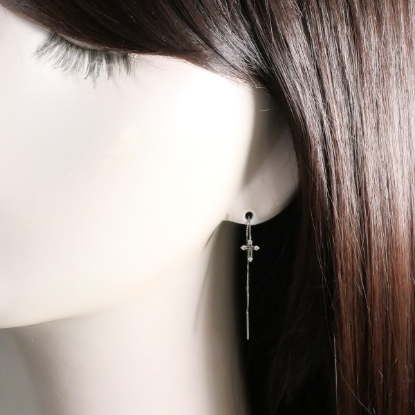 K14　WG ロングピアス　ダイヤモンド　ホワイトゴールド K14 WG ロングピアス ダイヤモンド ホワイトゴールド TAKE-UP