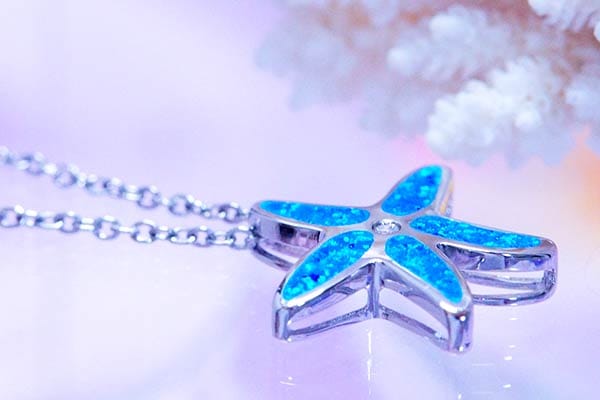 ハワイアンジュエリー スターフィッシュ ヒトデ オパール クリアジルコニア シルバー925 ペンダント ネックレス