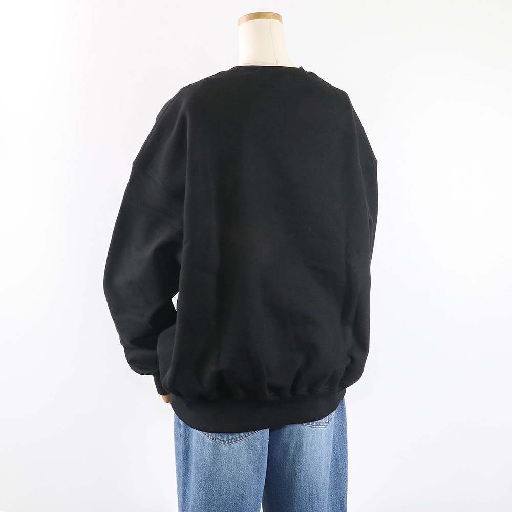 SWEATSHIRT FLOWERMARDI NEEDLEWORK BLACK BEIGE 長袖 レディース 韓国 ファッション アパレル 刺繍 ロゴ