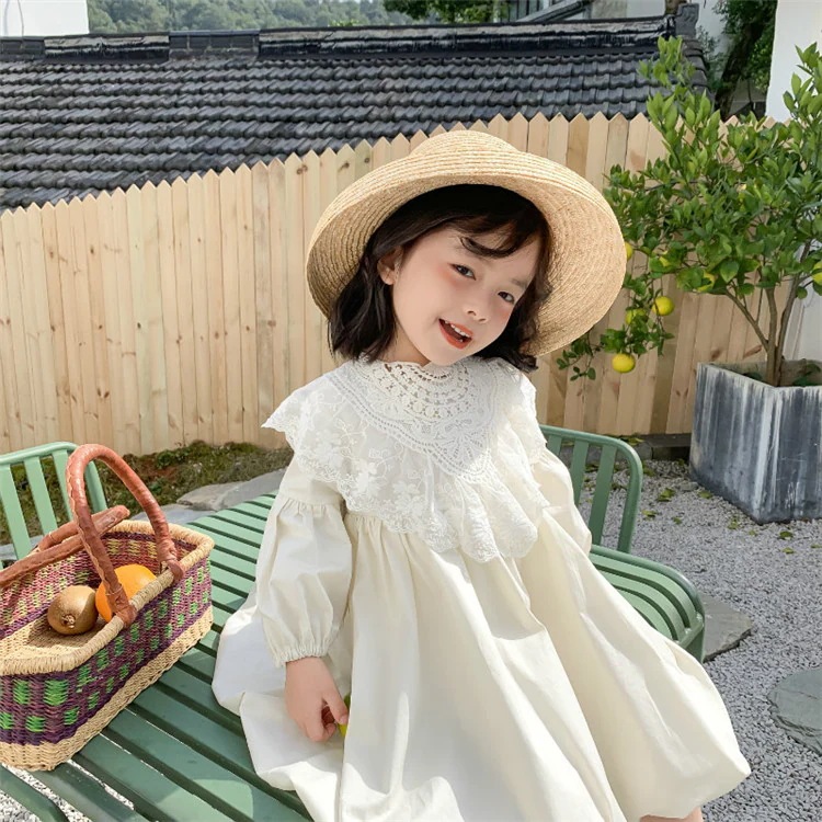 韓国子供服 ワンピース 女の子 ベビー フォーマル 姫様 秋 長袖 プリンセス レース 白ワンピース 韓国こども服 カワイイ おしゃれ カジュアル 子供服