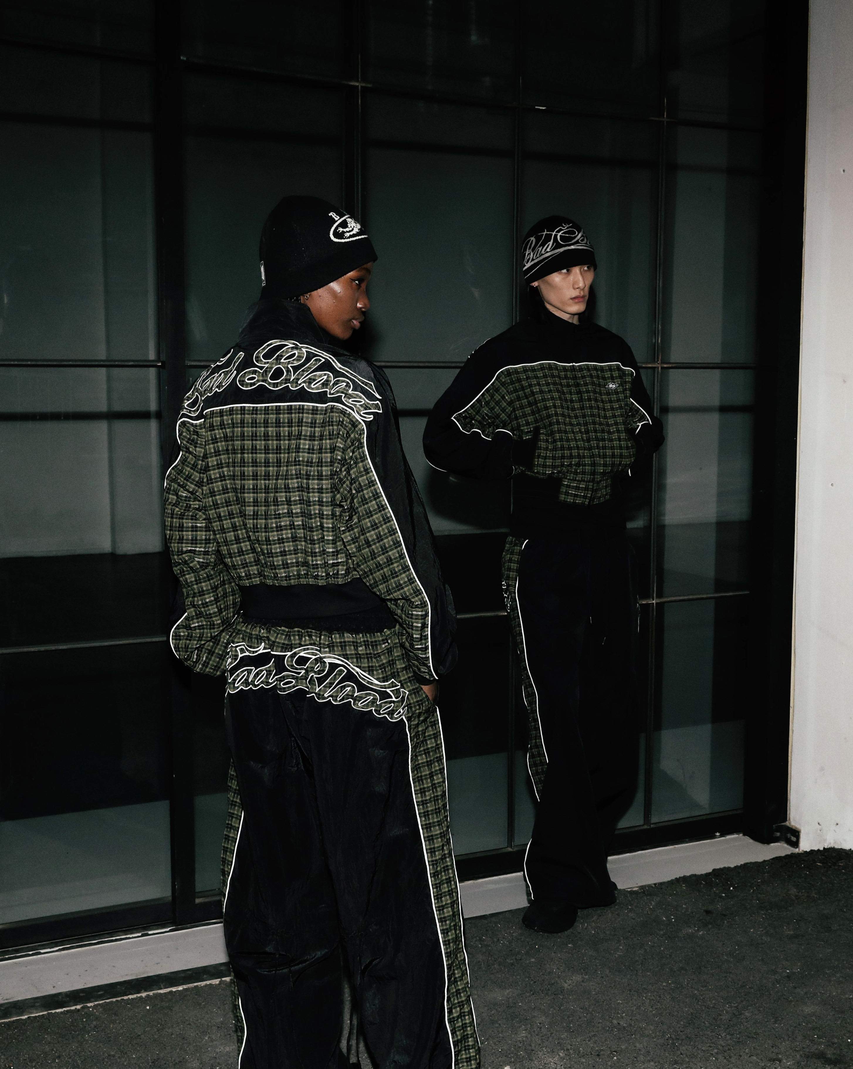 【BADBLOOD】 CONTRAST CHECK TRACK JACKET : GREEN