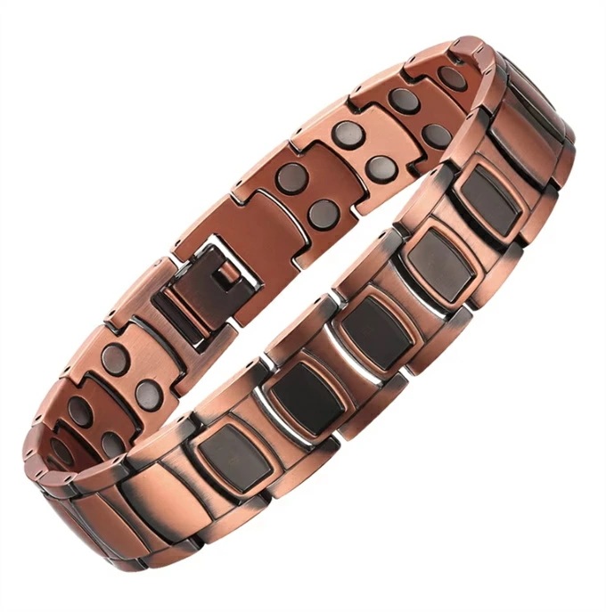 銅 純銅製ジュエリー 純銅磁気ブレスレット エネルギーマグネット付き 磁気ブレスレット ストレス解消 減量 痩身 健康エネルギー 高磁石 瞑想 ヨガ 磁気リング ネオジム磁石付き 長さ調節可能 電磁波