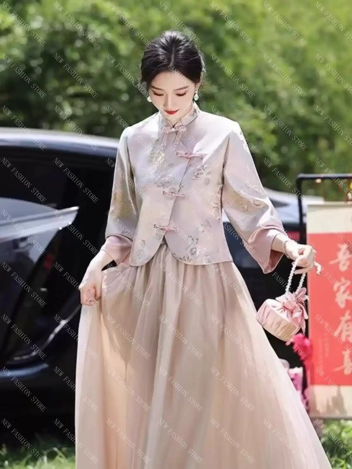 新中式付き添い人服姉妹団ドレススカート女長袖唐装秋-12 新中式付き添い人服姉妹団ドレススカート女長袖唐装秋-12