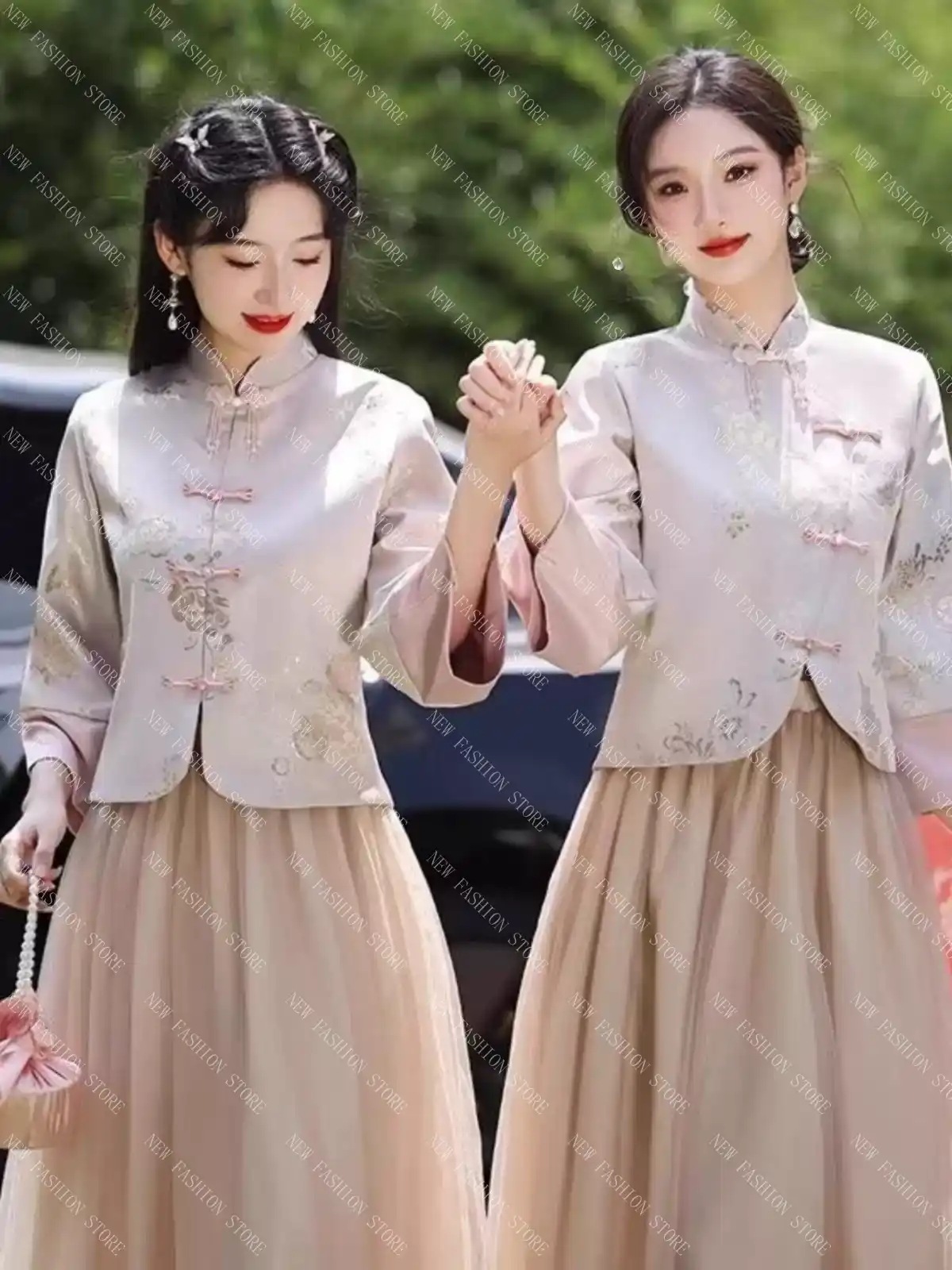 新中式付き添い人服姉妹団ドレススカート女長袖唐装秋-12 新中式付き添い人服姉妹団ドレススカート女長袖唐装秋-12