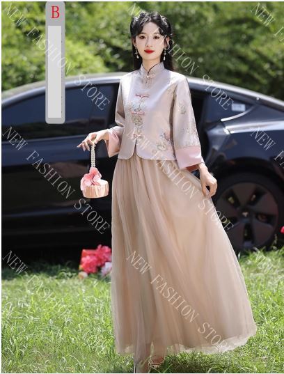 新中式付き添い人服姉妹団ドレススカート女長袖唐装秋-12 新中式付き添い人服姉妹団ドレススカート女長袖唐装秋-12