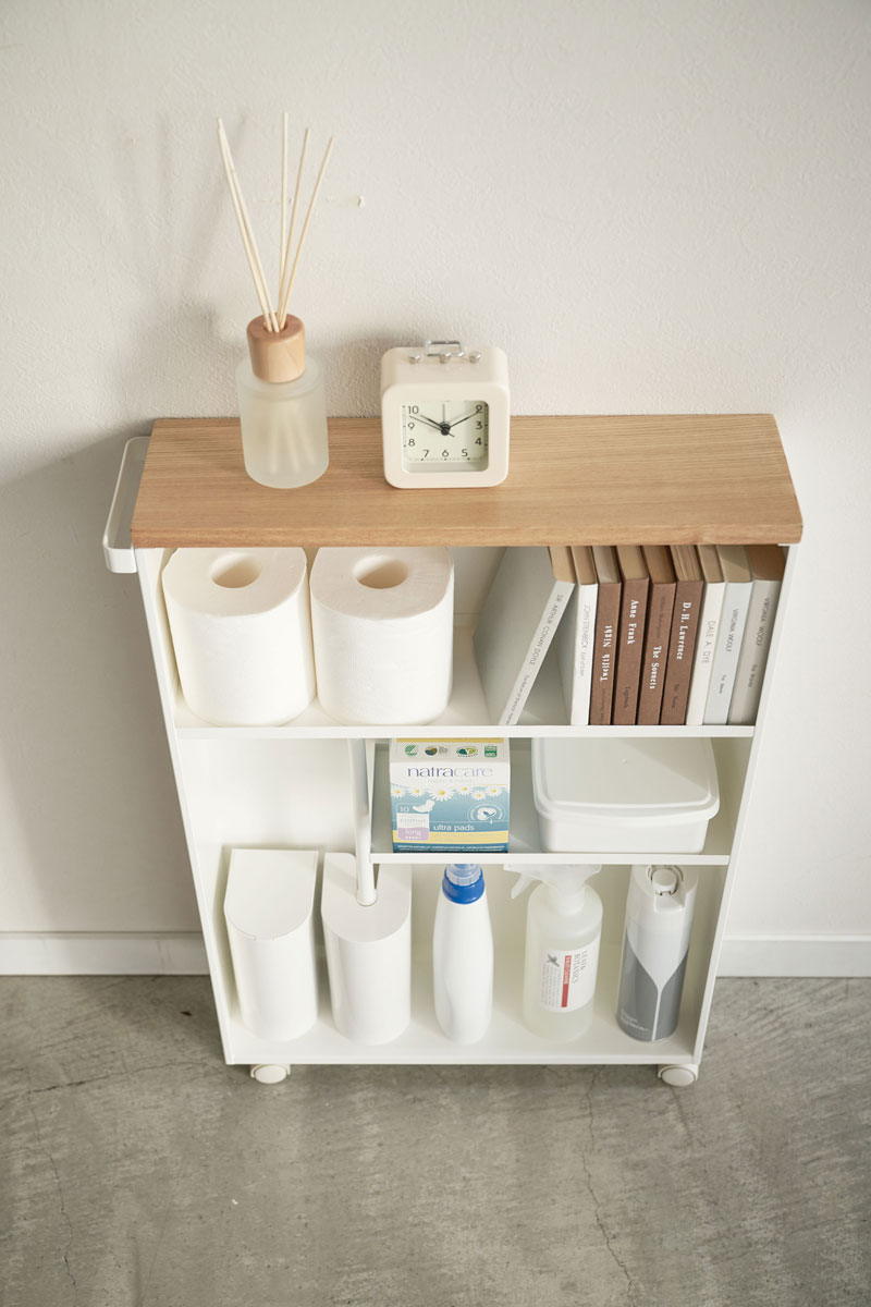 トイレ収納 山崎実業 TOWER タワー ハンドル付きスリムトイレラック ホワイト