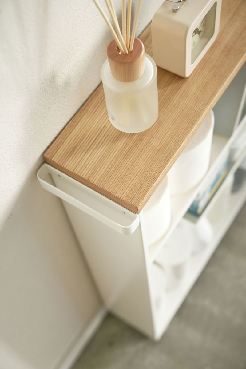 トイレ収納 山崎実業 TOWER タワー ハンドル付きスリムトイレラック ホワイト