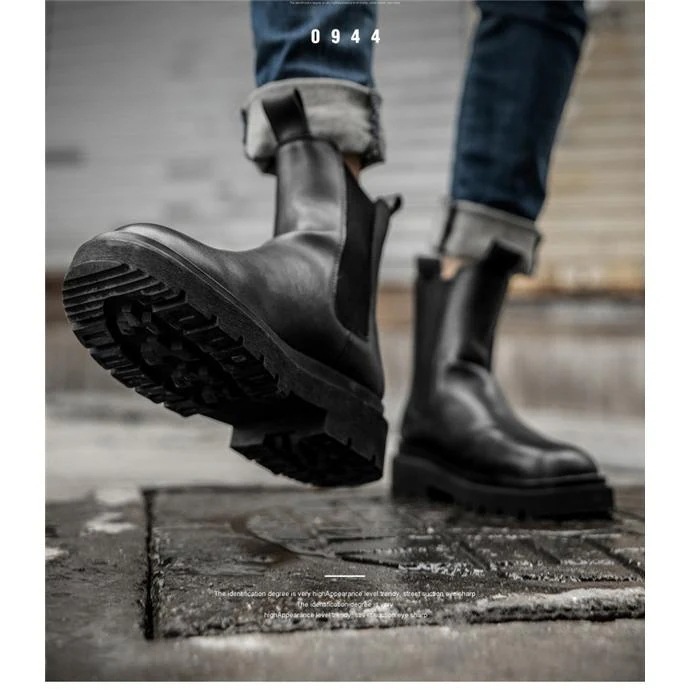 【送料無料】サイドゴアブーツチェルシーブーツメンズビジネスワークブーツショートブーツハイカット厚底ハイヒールエンジニアレザーブーツ