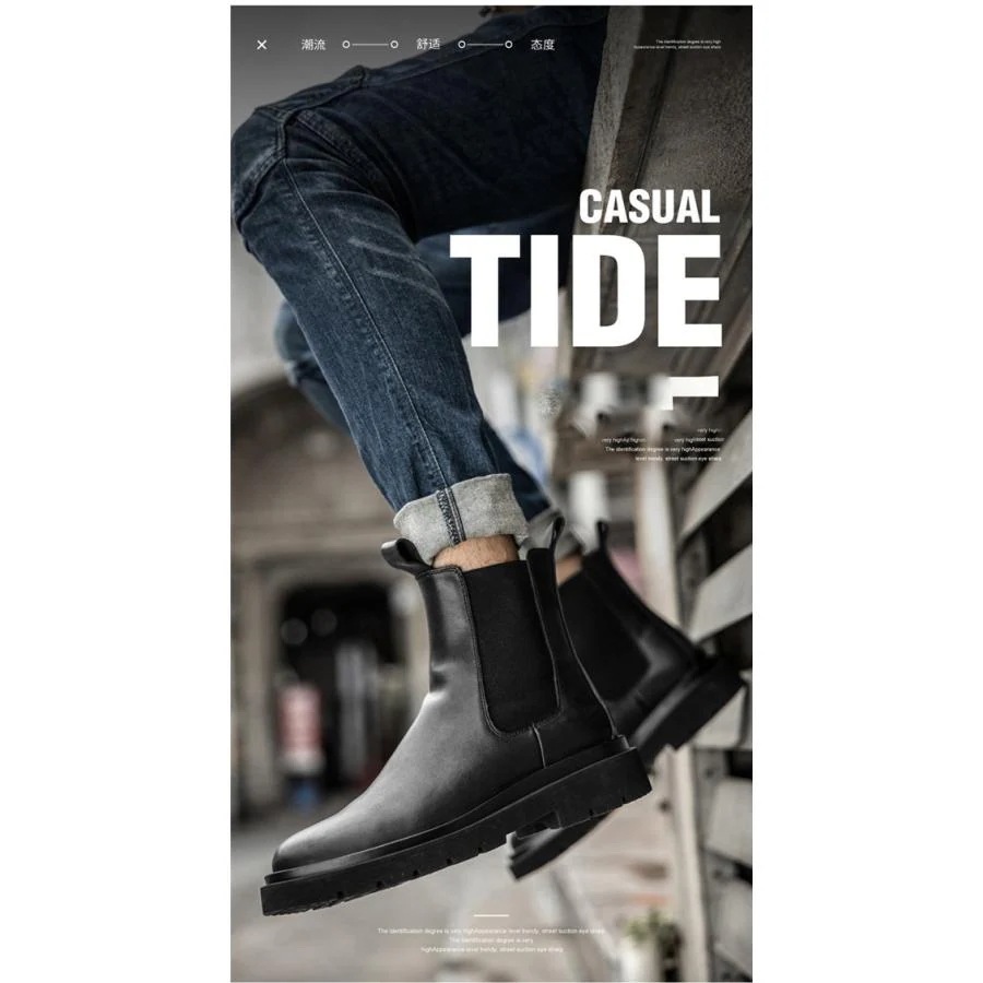 【送料無料】サイドゴアブーツチェルシーブーツメンズビジネスワークブーツショートブーツハイカット厚底ハイヒールエンジニアレザーブーツ