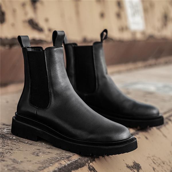 【送料無料】サイドゴアブーツチェルシーブーツメンズビジネスワークブーツショートブーツハイカット厚底ハイヒールエンジニアレザーブーツ