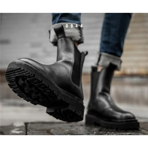 【送料無料】サイドゴアブーツチェルシーブーツメンズビジネスワークブーツショートブーツハイカット厚底ハイヒールエンジニアレザーブーツ