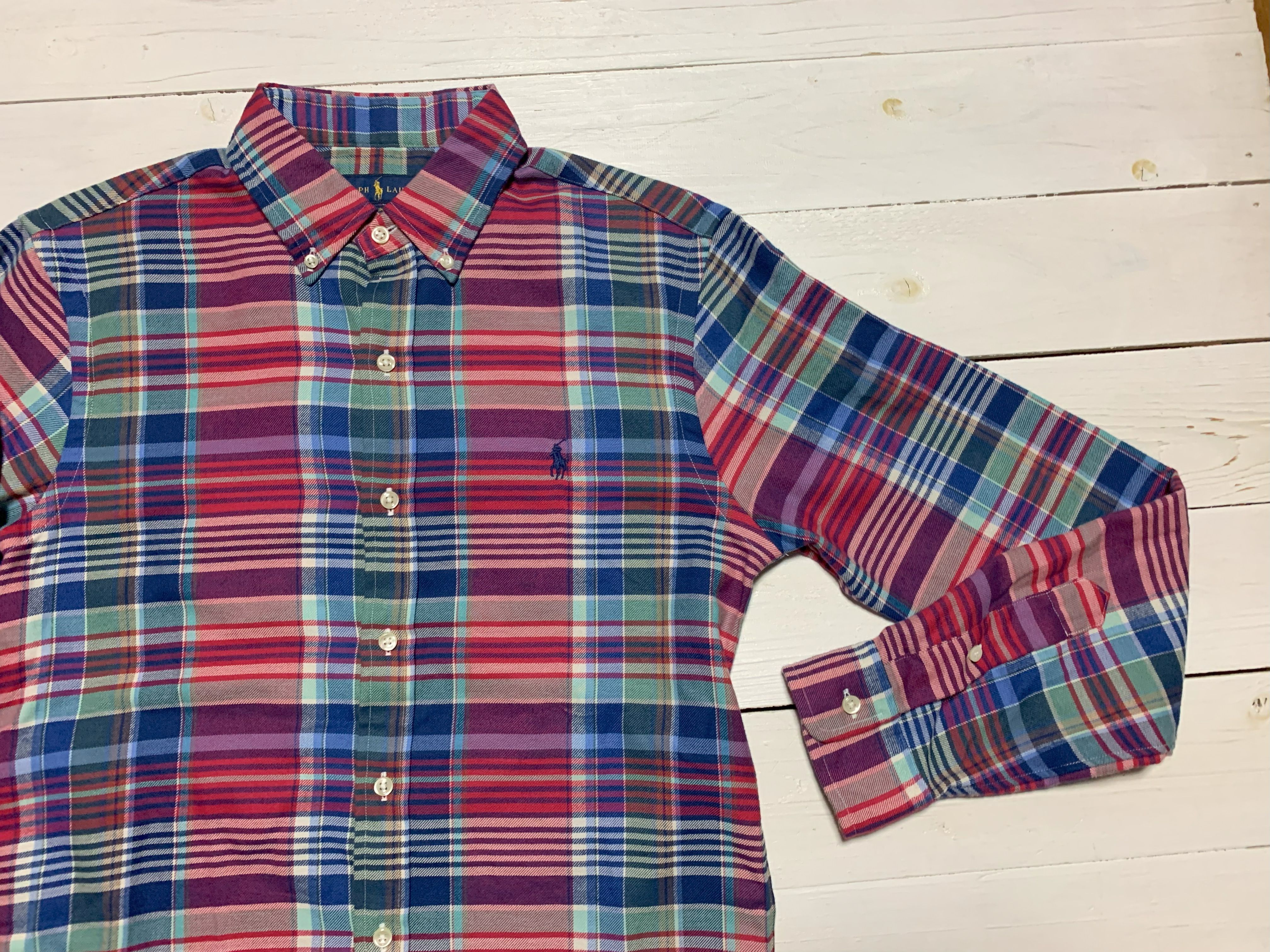 長袖 ワンポイント ボタンダウンシャツ ライトフランネル チェック ネイビー メンズ PR2-1346 長袖 ワンポイント ボタンダウンシャツ ライトフランネル チェック ネイビー メンズ PR2-1346