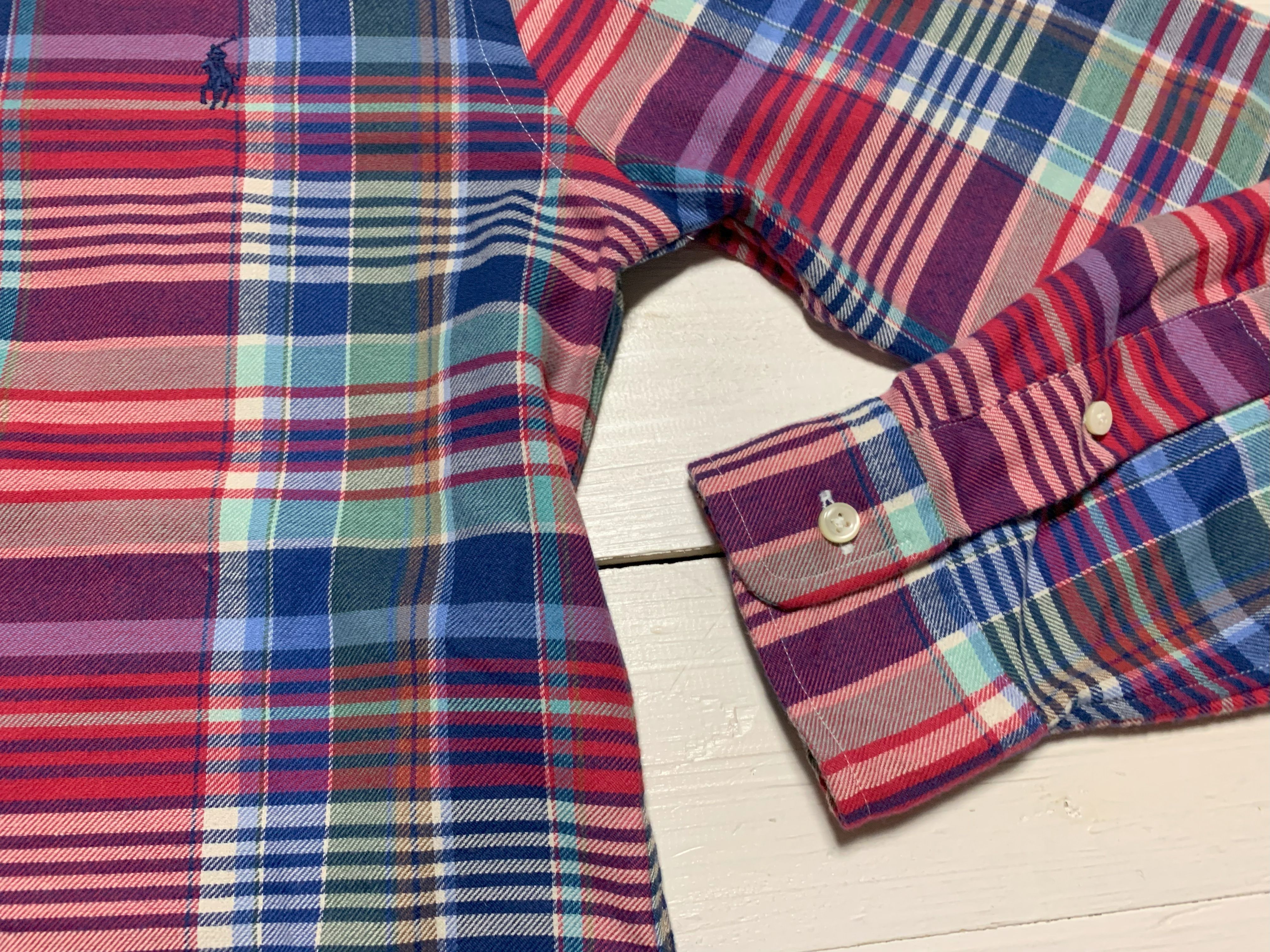 長袖 ワンポイント ボタンダウンシャツ ライトフランネル チェック ネイビー メンズ PR2-1346 長袖 ワンポイント ボタンダウンシャツ ライトフランネル チェック ネイビー メンズ PR2-1346