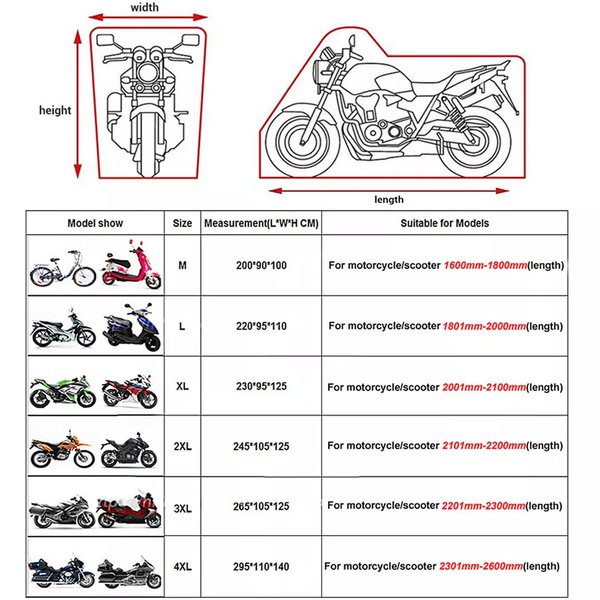 Herobiker-防水バイクカバー 防塵 屋外 屋内 オートバイ スクーター