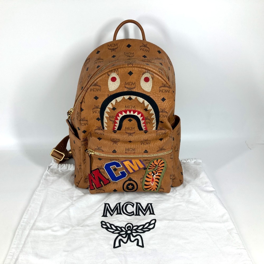 リュックサック MMK9AMB01CO001 シャーク スターク バックパック BAPE エイプ コラボ カバン レザー ブラウン