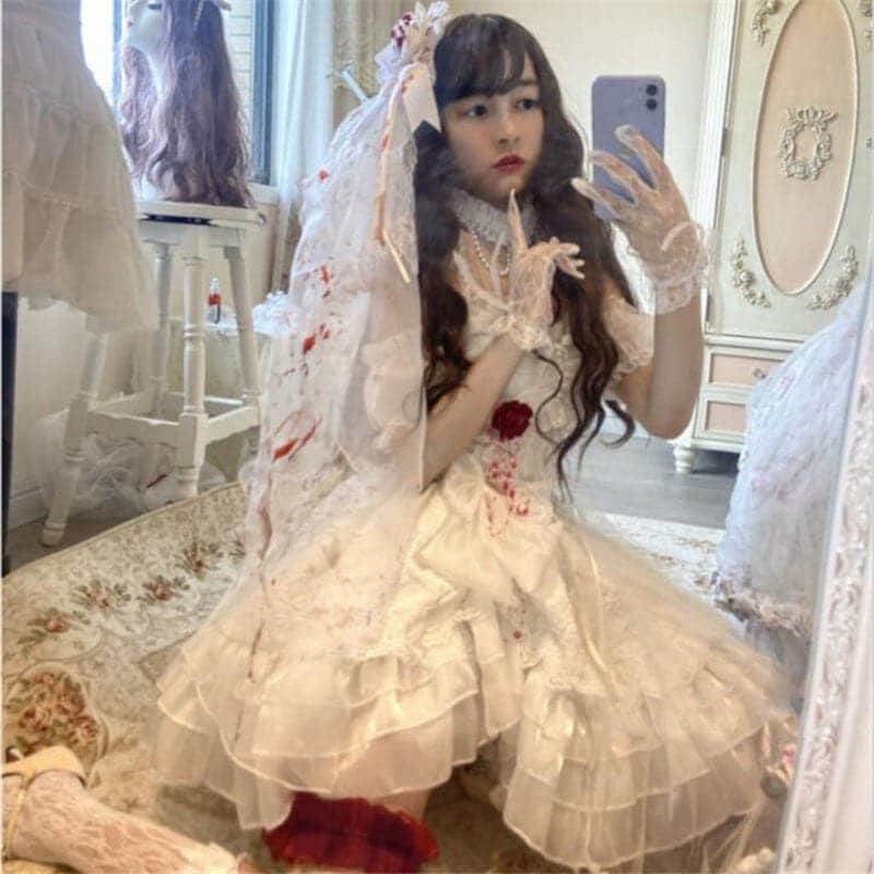 2025新品花嫁少女 Lolita 結婚式 レース 学園祭 文化祭 コスプレ ワン