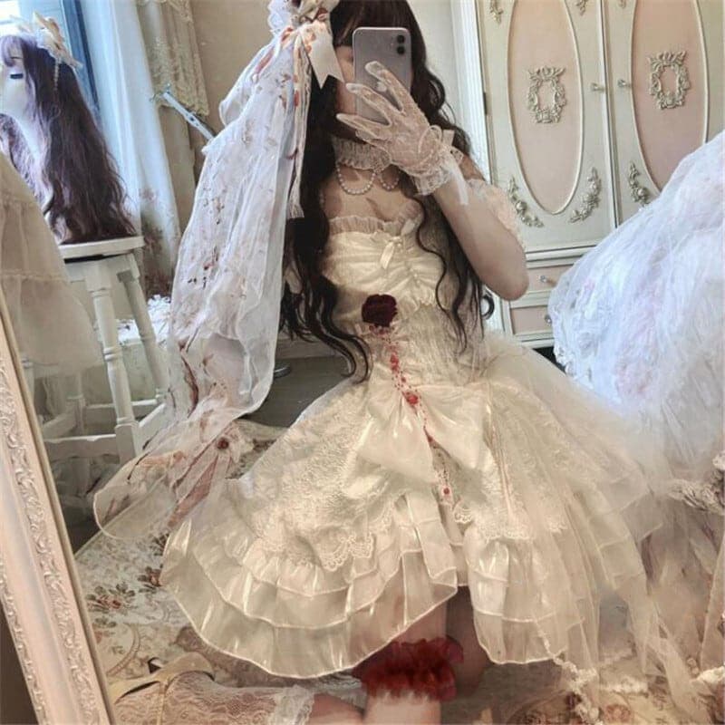 2025新品花嫁少女 Lolita 結婚式 レース 学園祭 文化祭 コスプレ ワン