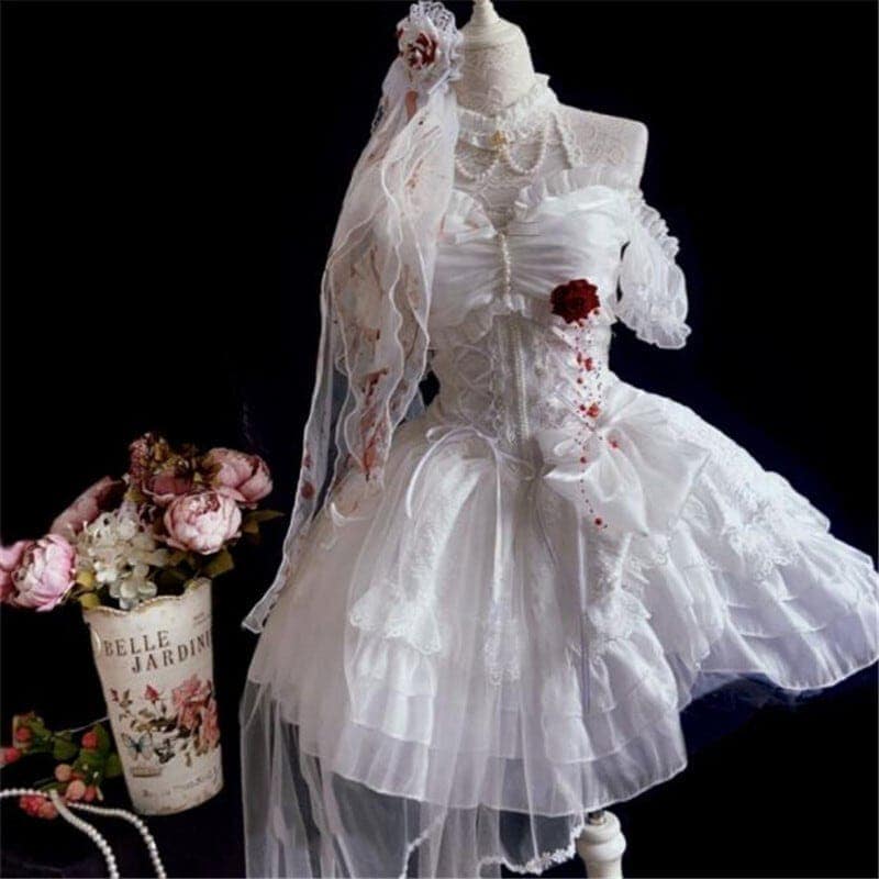 2025新品花嫁少女 Lolita 結婚式 レース 学園祭 文化祭 コスプレ ワン