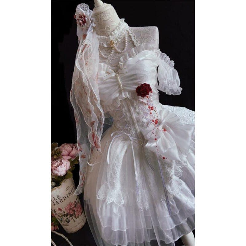 2025新品花嫁少女 Lolita 結婚式 レース 学園祭 文化祭 コスプレ ワン