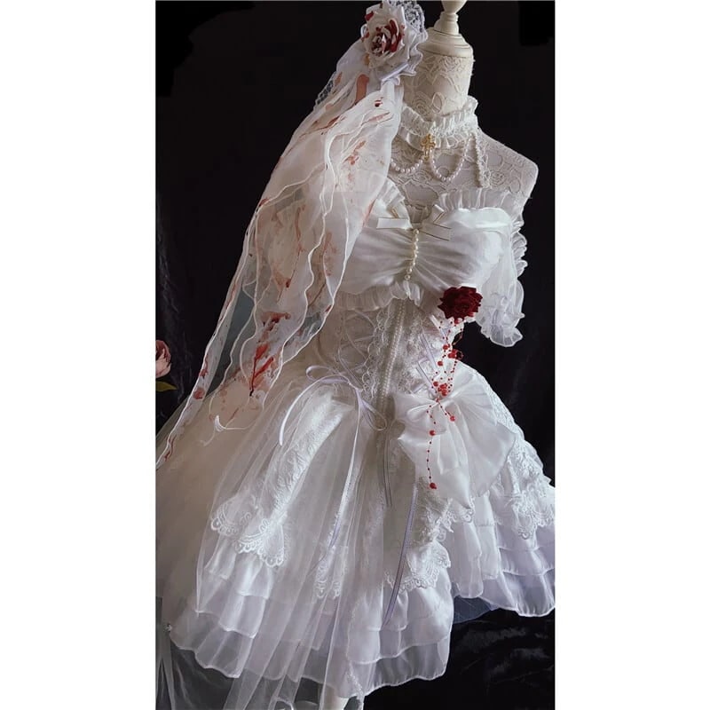 2025新品花嫁少女 Lolita 結婚式 レース 学園祭 文化祭 コスプレ ワン