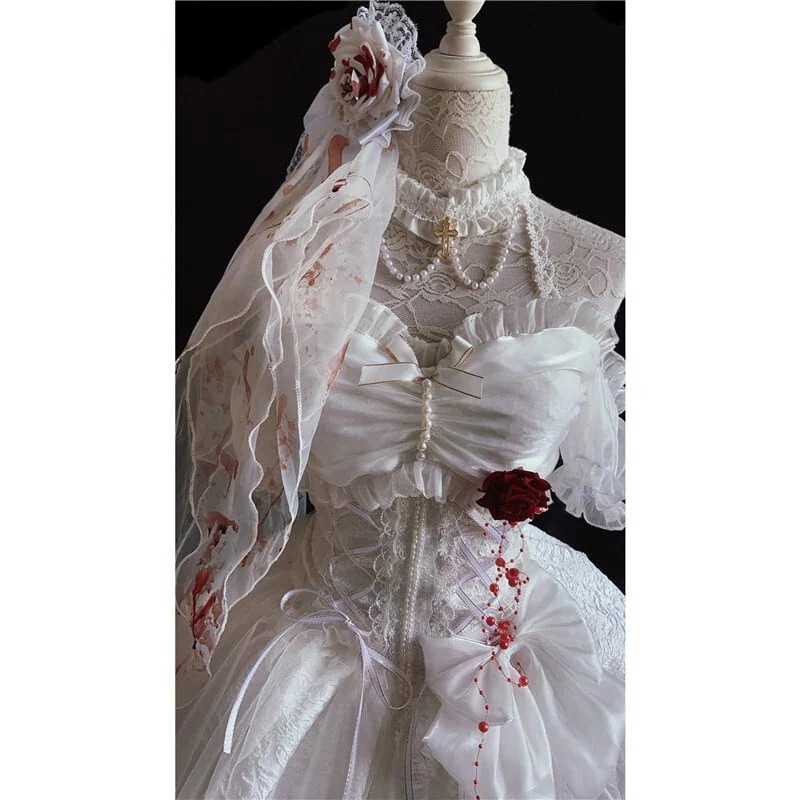 2025新品花嫁少女 Lolita 結婚式 レース 学園祭 文化祭 コスプレ ワン