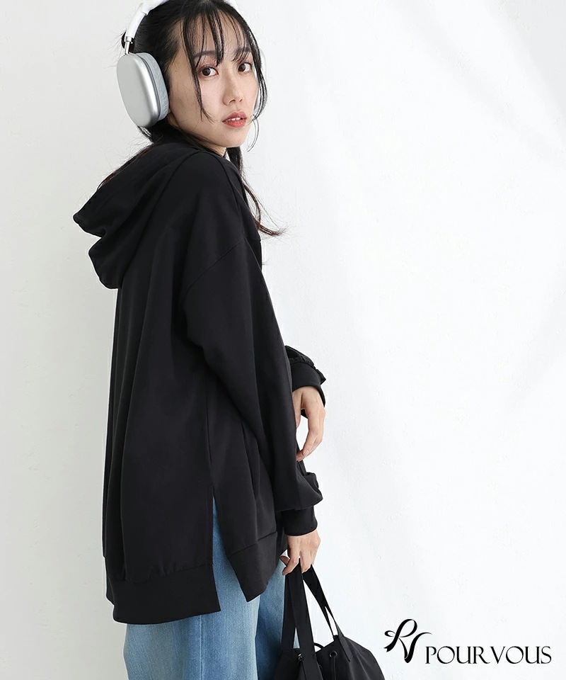 デイリー 着やせ 着回し ブラック 10代 杢グレー スリット ポケット 20代 40代 ミニ裏毛 フード 大人 綿 ライトカーキ オーバーサイズ ゆったり 30代 韓国 ポリウレタン デート 春 お