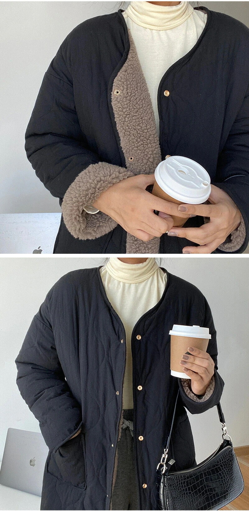 キルティングコート ボアコート リバーシブル ロング丈 レディース リバーシブルコートノーカラー ジャケット キルトコート あたたかい 防寒 ふわふわ あったか 大きいサイズ 軽い 暖かい 軽量 も キルティングコート ボアコート リバーシブル ロング丈 レディース リバーシブルコートノーカラー ジャケット キルトコート あたたかい 防寒 ふわふわ あったか 大きいサイズ 軽い 暖かい 軽量 も