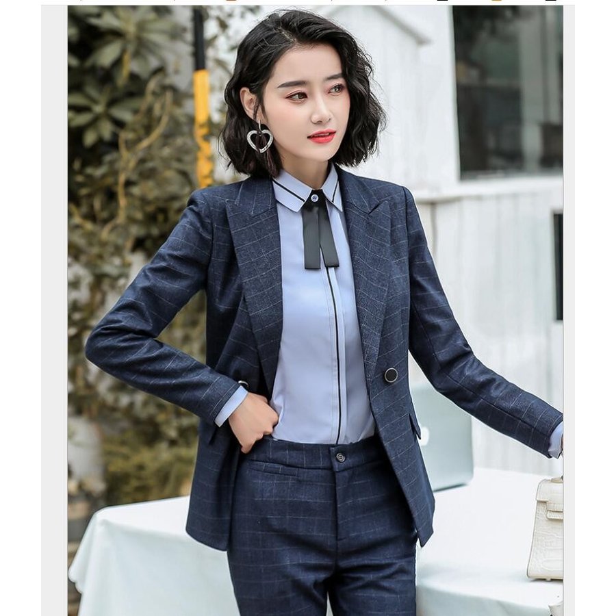 スーツレディース 2点セット パンツスーツ チェック柄 20代30代40代50代 春秋冬 オフィス