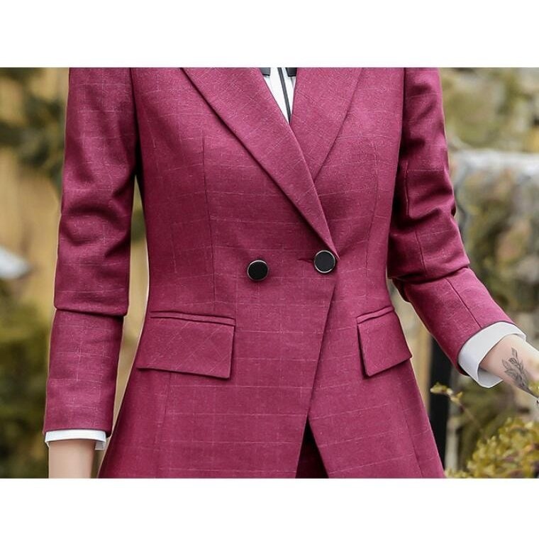 スーツレディース 2点セット パンツスーツ チェック柄 20代30代40代50代 春秋冬 オフィス