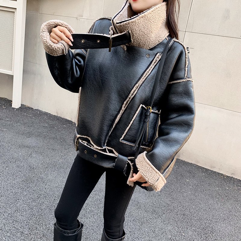 レザージャケット ボアジャケット アウター 防寒 ライダースジャケット 裏ボア 厚手 レザーコート レザージャケット ボアジャケット アウター 防寒 ライダースジャケット 裏ボア 厚手 レザーコート