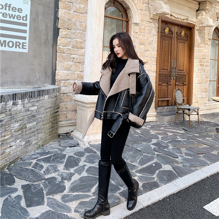 レザージャケット ボアジャケット アウター 防寒 ライダースジャケット 裏ボア 厚手 レザーコート レザージャケット ボアジャケット アウター 防寒 ライダースジャケット 裏ボア 厚手 レザーコート