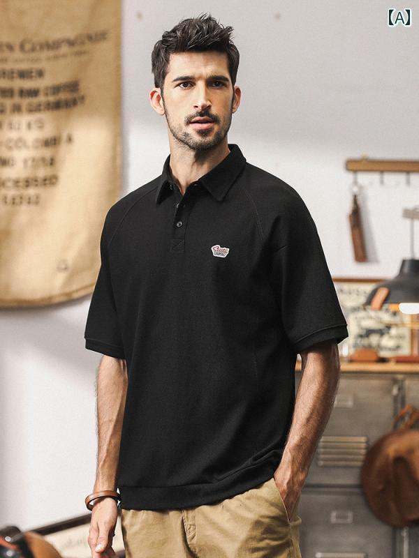 ポロシャツ アメリカ メンズ 半袖 夏 刺繍 カジュアル 半袖 Tシャツ ブラック ダーク ブラウン ダーク グレー ポロシャツ アメリカ メンズ 半袖 夏 刺繍 カジュアル 半袖 Tシャツ ブラック ダーク ブラウン ダーク グレー