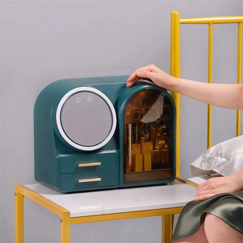 メイクボックス 大容量 コスメボックス 透明コスメボックス 3段LEDミラー扇風機付き コスメ収納 化粧品 収納 収納ボックス1589