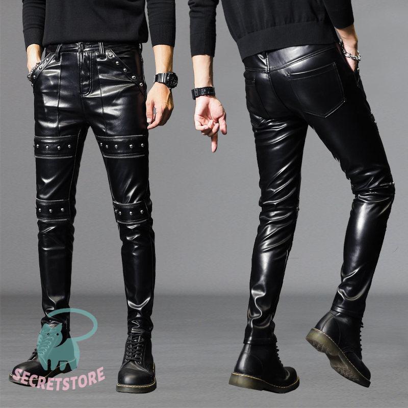 レザーパンツ スキニー メンズ 革パンツ 細身 ボ バイク 皮パンツ フェイクレザー 秋冬 防寒 男性用 保温 大きいサイズ