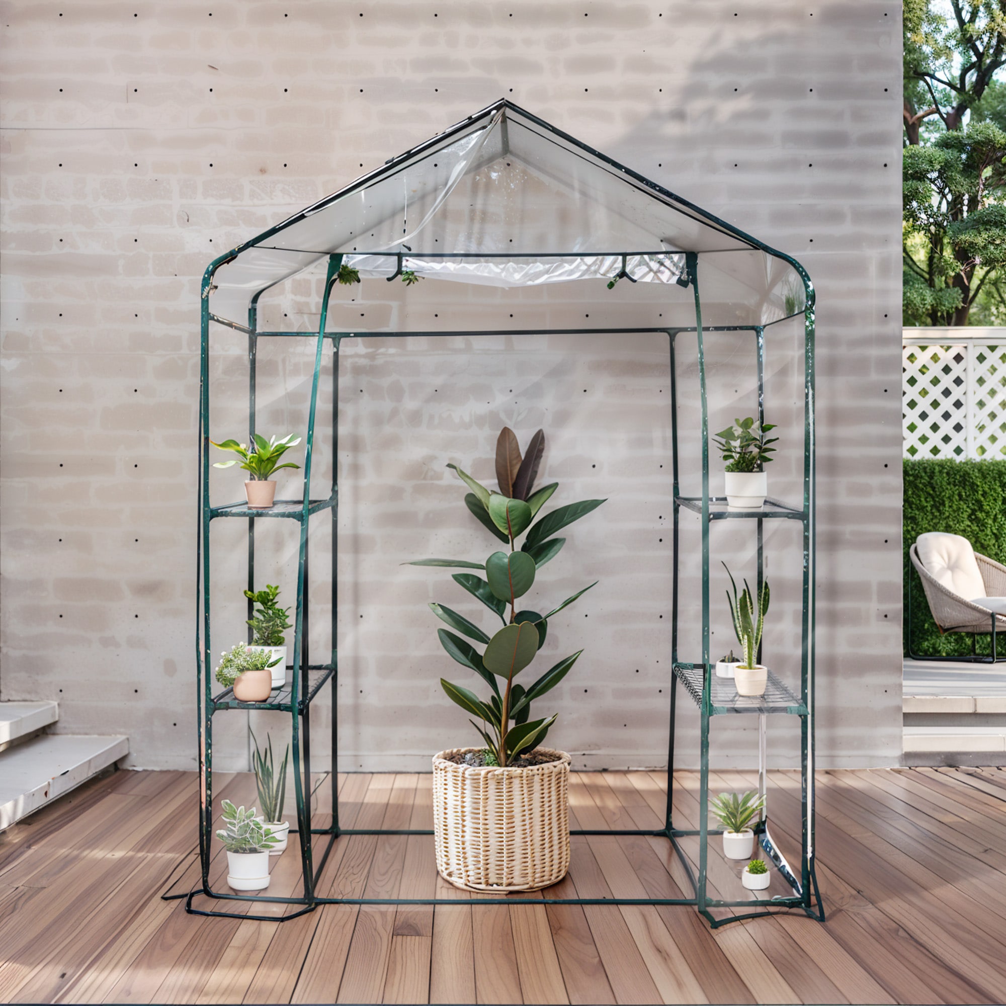 2025新入荷！【早割り】ビニール温室 2枚カバー付き 温室 左右2段 144*75*193CM ベランダ 家庭用 ビニールハウス グリーンハウス 家庭菜園 ガーデンハウス フラワーハウス ラック ビ