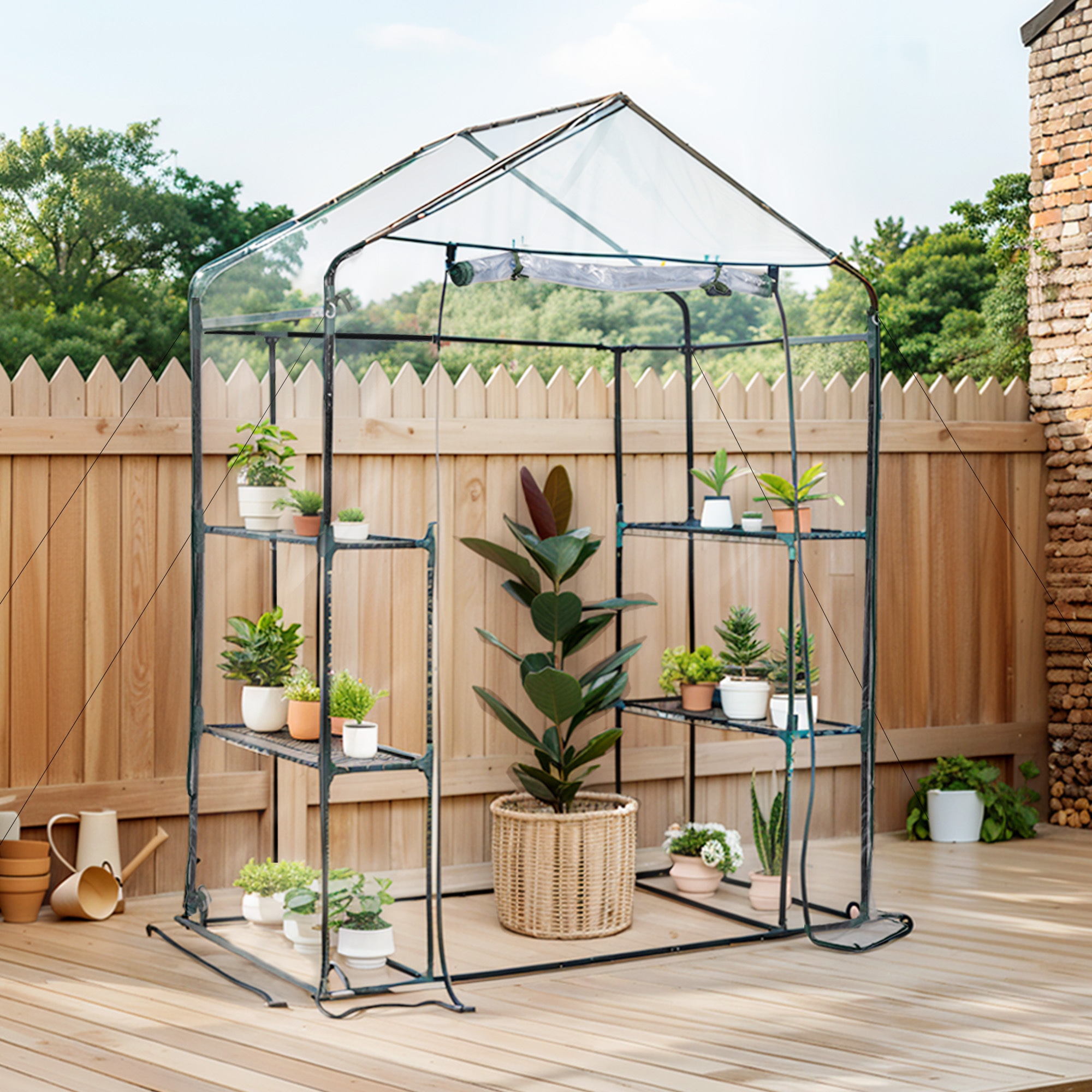 2025新入荷！【早割り】ビニール温室 2枚カバー付き 温室 左右2段 144*75*193CM ベランダ 家庭用 ビニールハウス グリーンハウス 家庭菜園 ガーデンハウス フラワーハウス ラック ビ