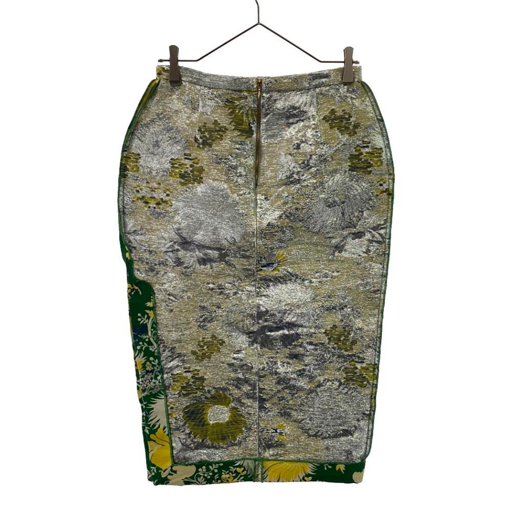 イタリア製 総柄 ロング丈 コクーンスカート 42 シルバー系 バックジップ レディース イタリア製 総柄 ロング丈 コクーンスカート 42 シルバー系 バックジップ レディース