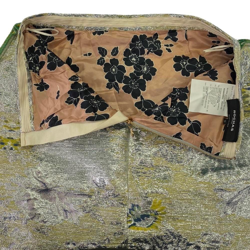 イタリア製 総柄 ロング丈 コクーンスカート 42 シルバー系 バックジップ レディース イタリア製 総柄 ロング丈 コクーンスカート 42 シルバー系 バックジップ レディース