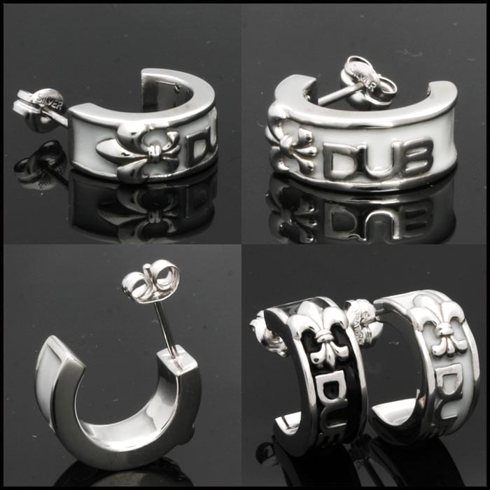 再入荷なし　即納 DUB ピアス メンズ レディース フープピアス ホワイト ロゴ 237-2 WH ジュエリー ダブジュエリー シルバー アクセサリー ダブコレクション リング 指輪 ネックレス