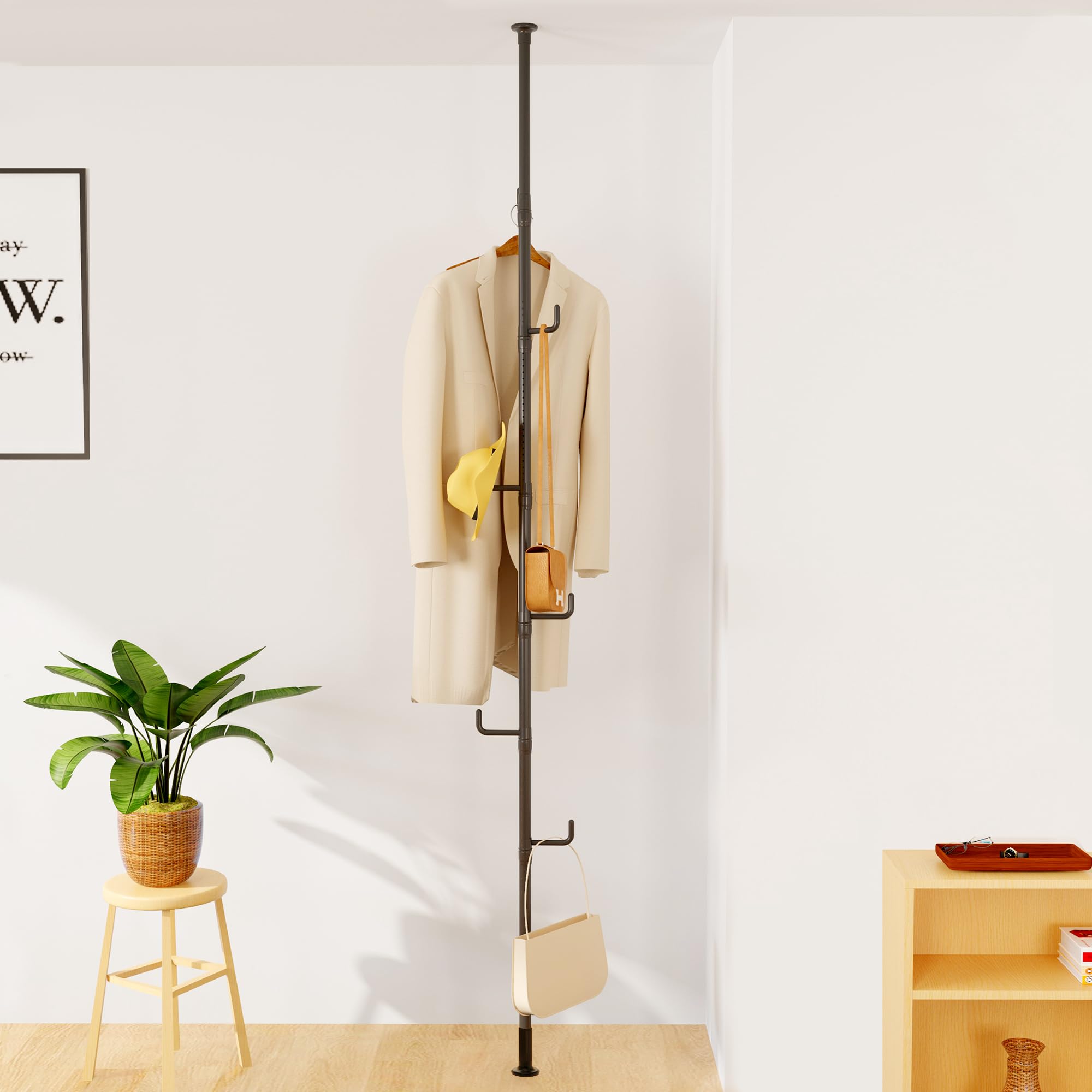チチロバ(TITIROBA) ハンガーラック 突っ張り ハンガーポール 服掛け 全体耐荷重90kg 高さ110-310cm 落ちにくいフック ツッパリハンガーラック 服 収納 組立かんたん コートハン チチロバ(TITIROBA) ハンガーラック 突っ張り ハンガーポール 服掛け 全体耐荷重90kg 高さ110-310cm 落ちにくいフック ツッパリハンガーラック 服 収納 組立かんたん コートハン